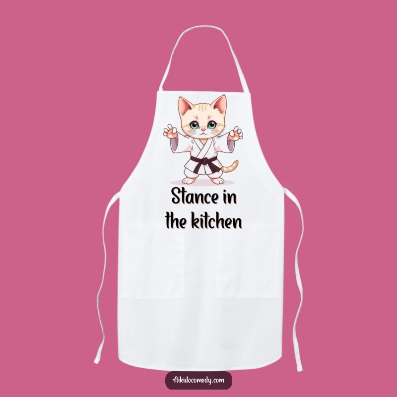 Funny Kitten Aikido Apron - Chef's Stance Practice Kitchenwear