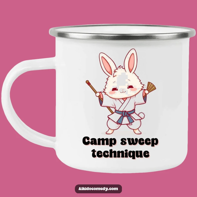 Funny Bunny Aikido Camping Mug - Outdoor Sweeping Technique Cup
