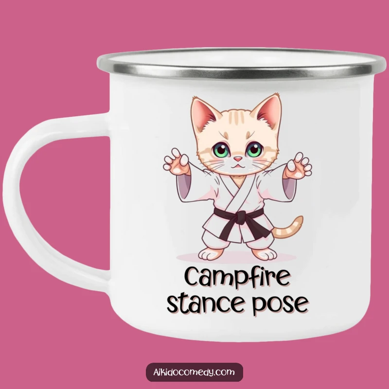 Funny Kitten Aikido Camping Mug - Outdoor Stance Practice Cup