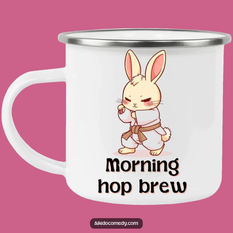 Funny Bunny Martial Arts Camping Mug - Adventure with a Roll!
