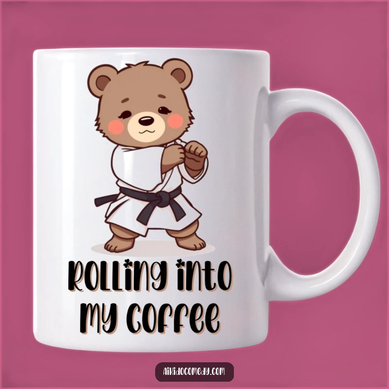 Funny Bear Cub Aikido Mug - Determined Martial Arts Practice Gift Idea