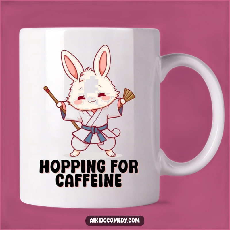 Funny Bunny Aikido Mug - Playful Sweeping Technique Practice Gift