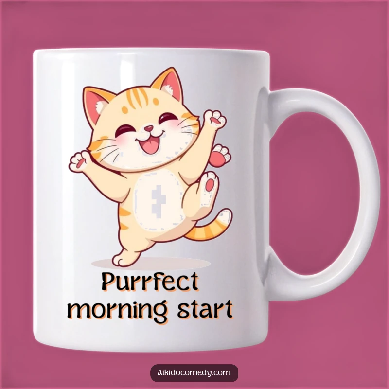 Funny Cat High Kick Mug - Purrfectly Hilarious Martial Arts Gift!