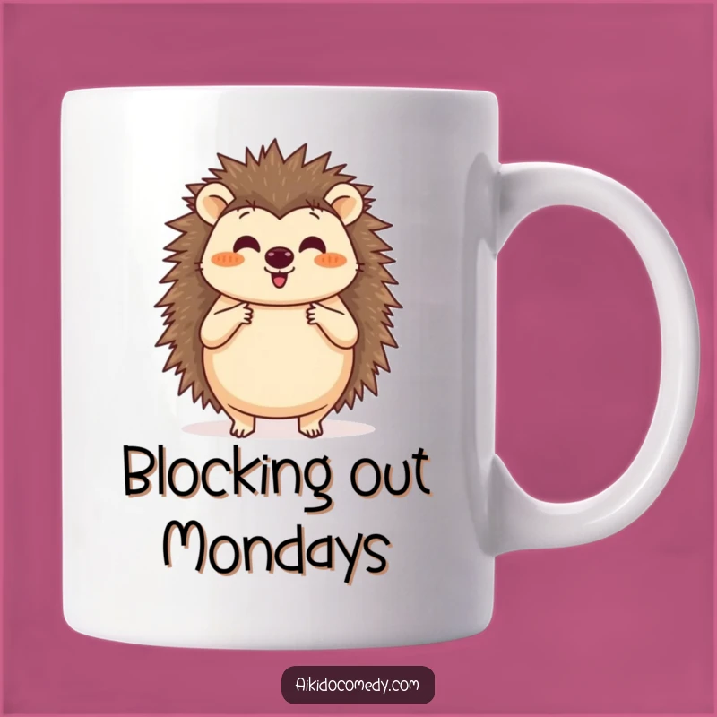 Funny Hedgehog Aikido Mug - Circular Block Practice Gift Idea