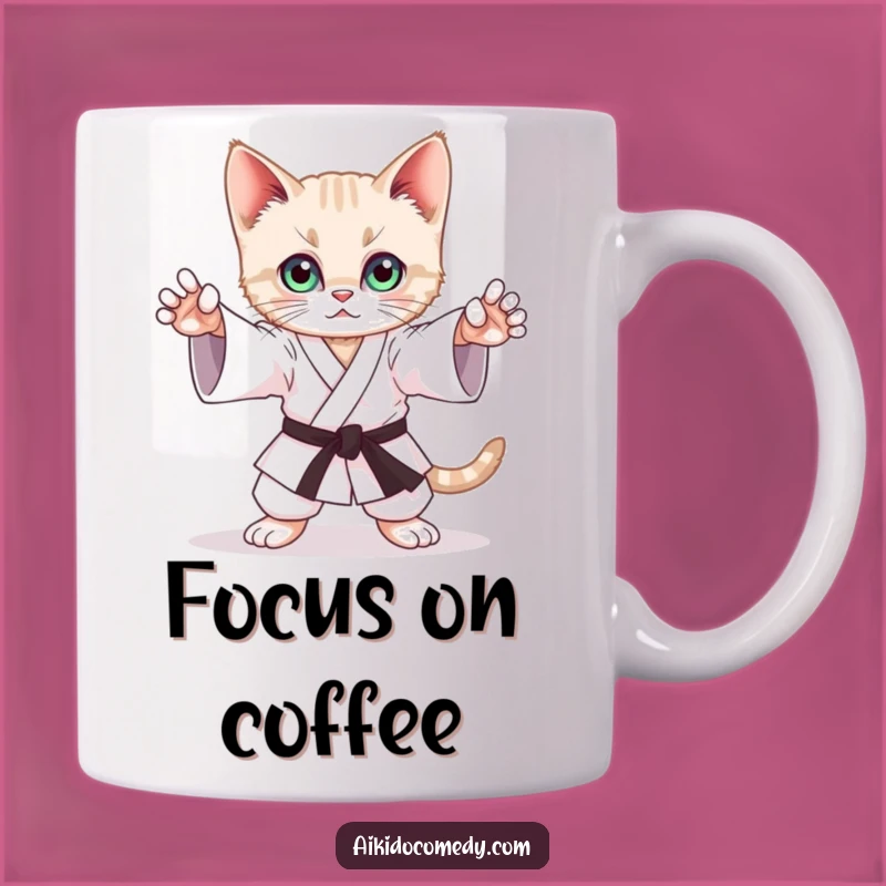 Funny Kitten Aikido Mug - Graceful Stance Practice Gift Idea