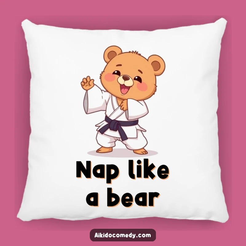 Funny Bear Cub Aikido Pillow - Cozy & Hilarious Home Decor Gift