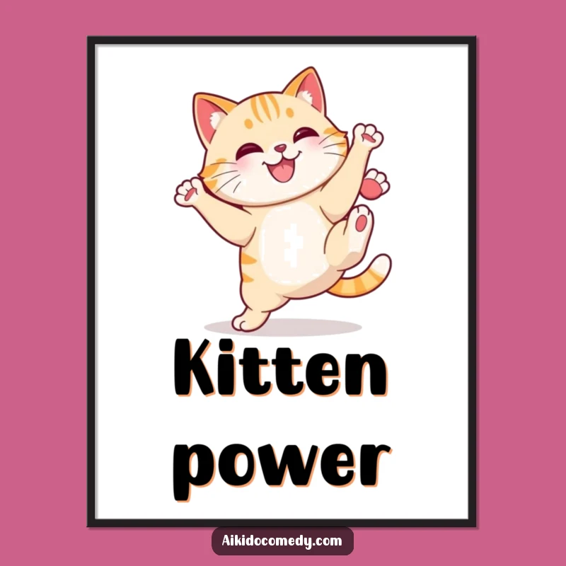 Funny Cat High Kick Digital Art - Instant Fierce Feline Decor!