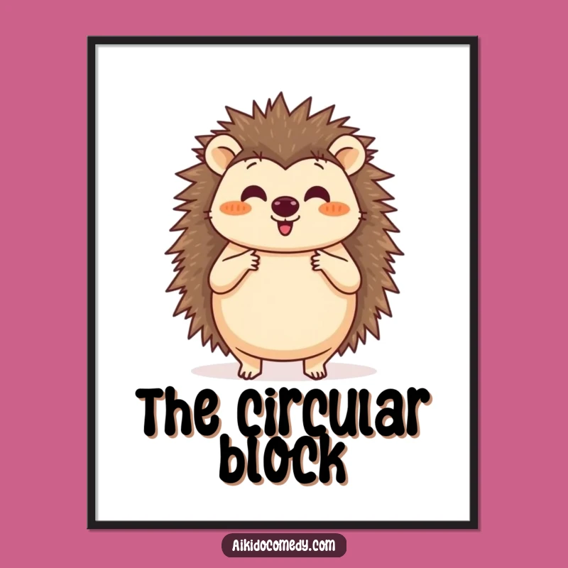 Funny Hedgehog Aikido Digital Art Print - Printable Block Decor