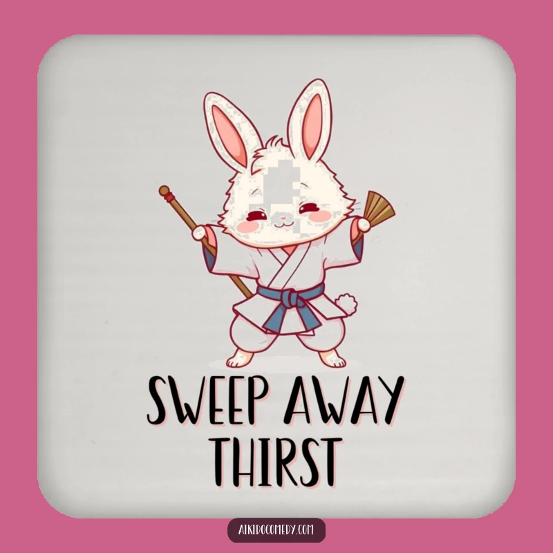 Funny Bunny Aikido Drink Coaster - Sweeping Technique Table Protector