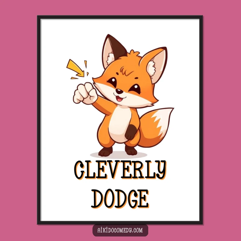 Funny Fox Martial Arts Poster - Clever Wall Art for Your Den!