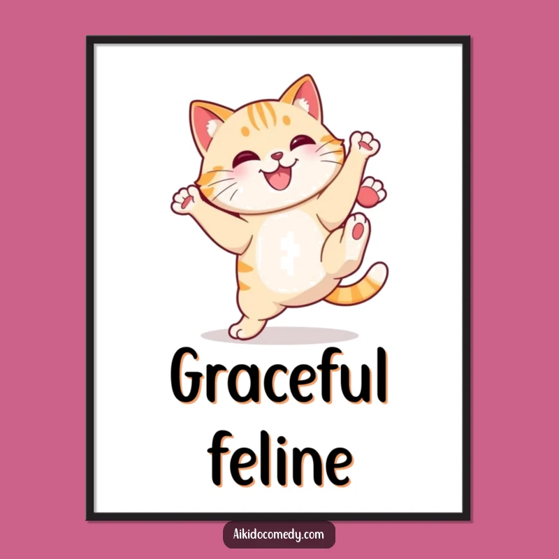 Funny Cat Martial Arts Poster - Fierce Feline Wall Art!