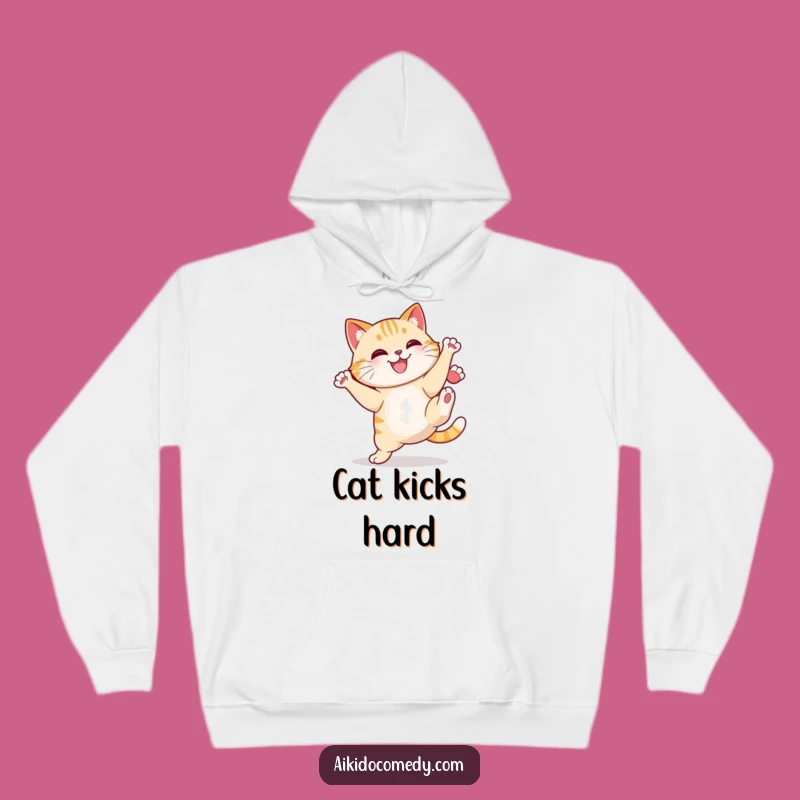 Funny Cat Kick Hoodie - Warmth Meets Fierce Feline Fun!