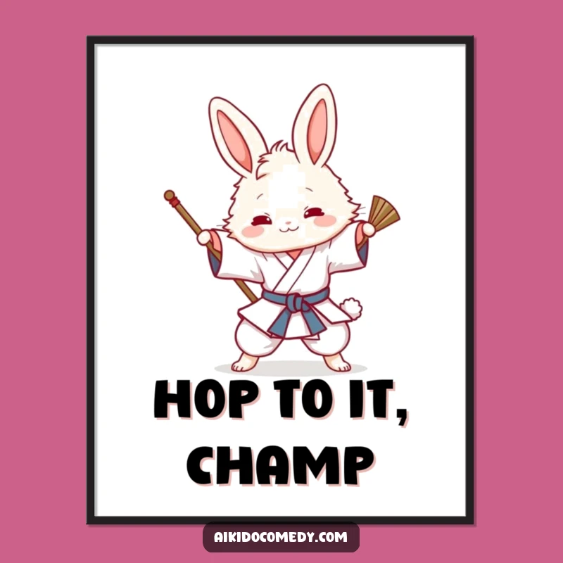 Free Printable Wall Art: Funny Bunny Aikido Sweep, Playful Downloadable Decor