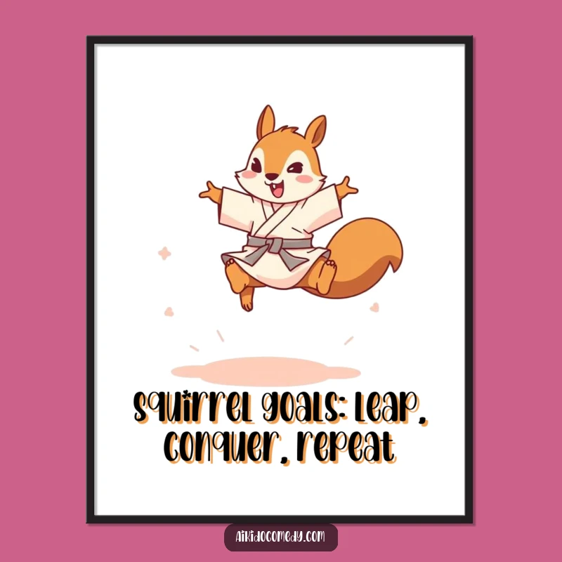 Free Printable Wall Art: Playful Squirrel Leap, Hilarious Downloadable Art for Home