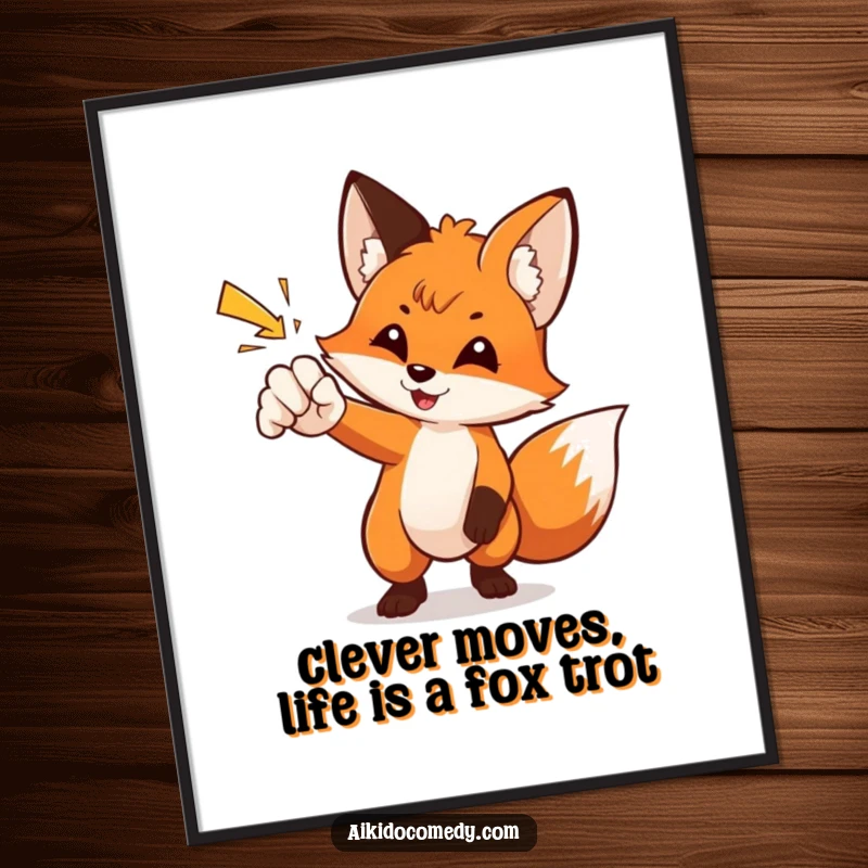 Funny Free Printable Wall Art featuring a curious fox gracefully deflecting a flying punch with its paw, showcasing sharp reflexes.