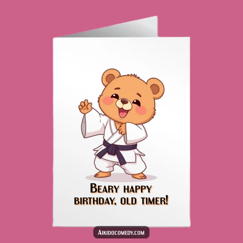 Free Printable Birthday Card: Funny Aikido Bear Cub Greeting, Perfect Downloadable Gift