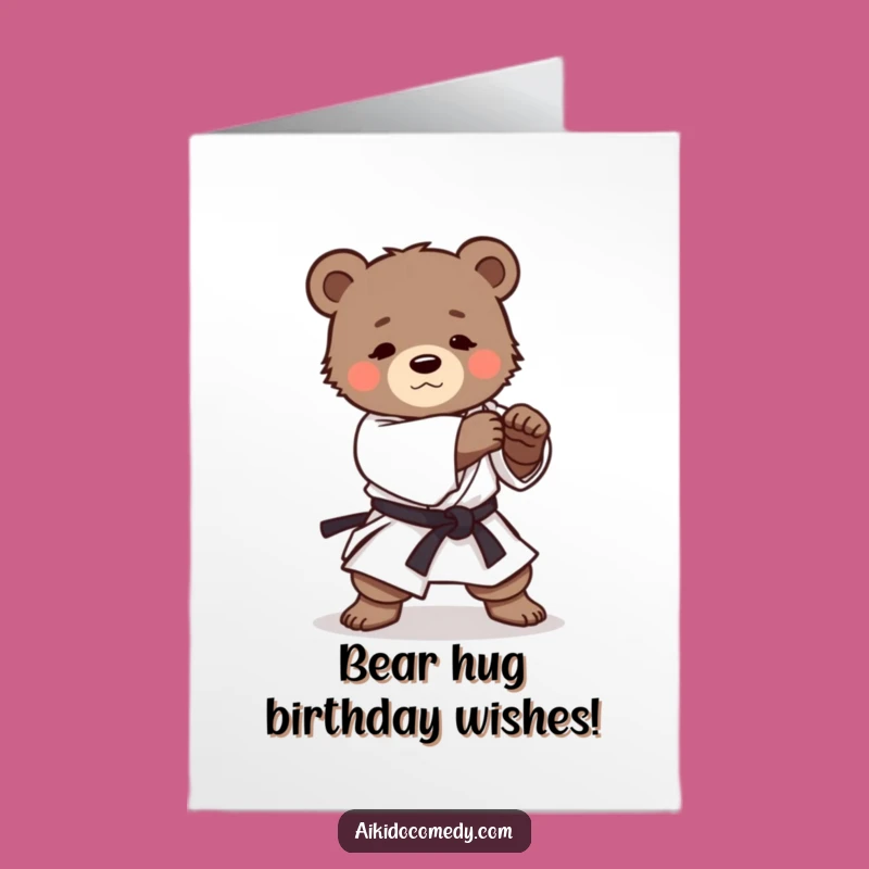 Free Printable Birthday Card: Funny Bear Cub Aikido Roll, Perfect DIY Downloadable Gift