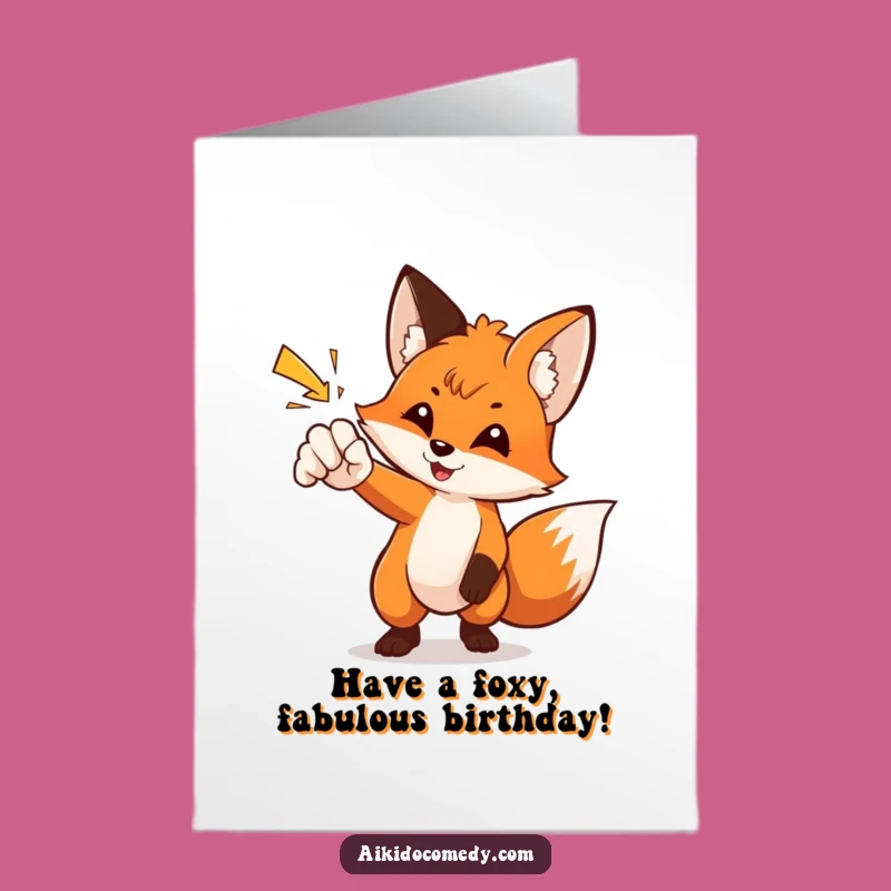 Free Printable Birthday Card: Witty Fox Deflecting Punch, Funny Downloadable Gift