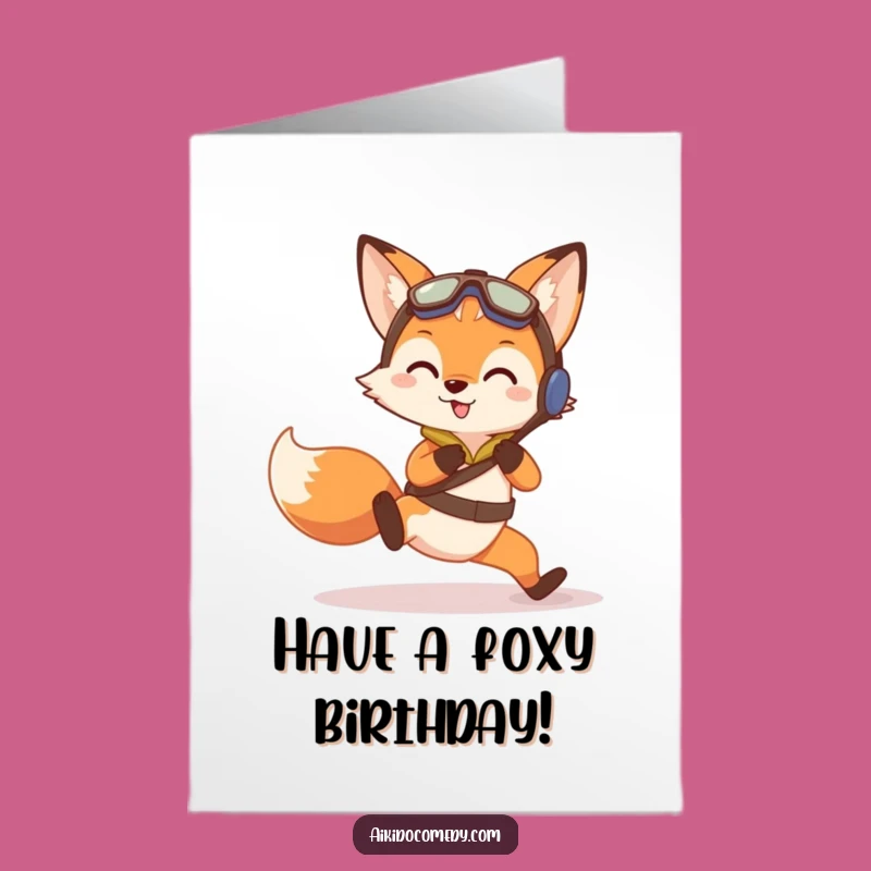 Free Printable Birthday Card: Funny Fox Aikido Fall, Unique Downloadable Gift