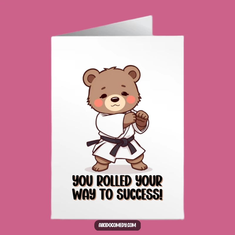 Free Printable Congrats Card: Funny Bear Cub Aikido Roll, Unique Downloadable Gift
