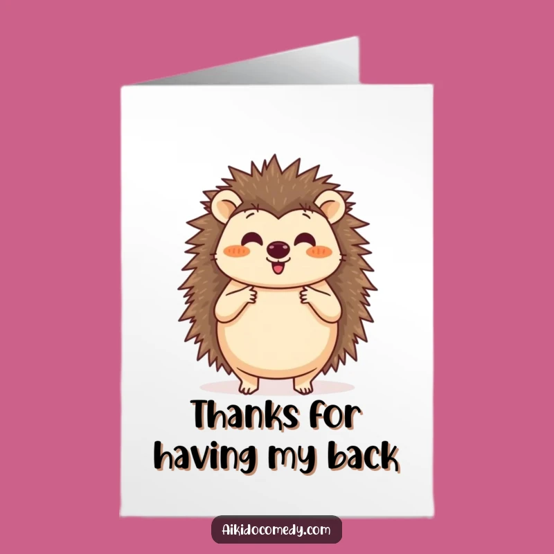 Free Printable Thank You Card: Funny Hedgehog Aikido Block, Sweet Downloadable Gift