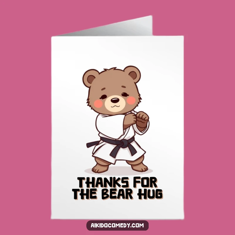 Free Printable Thank You Card: Funny Bear Cub Aikido Roll, Heartfelt Downloadable Gift