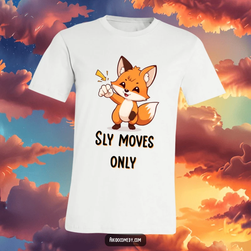 Funny curious fox deflecting a punch with its paw on a t-shirt. Hilarious and stylish martial arts tee.