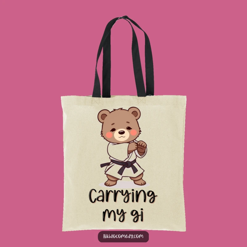 Funny Bear Cub Aikido Tote Bag - Cute Martial Arts Practice Accessory